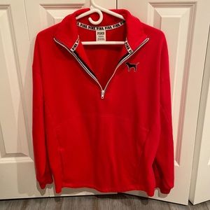 PINK red, navy blue, and white quarter zip up sweatshirt